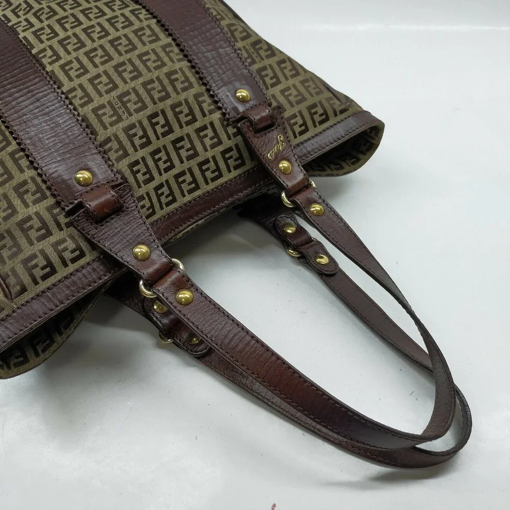 AUTHENTIC Fendi Tote Bag Brown Nylon - Picture 5 of 11